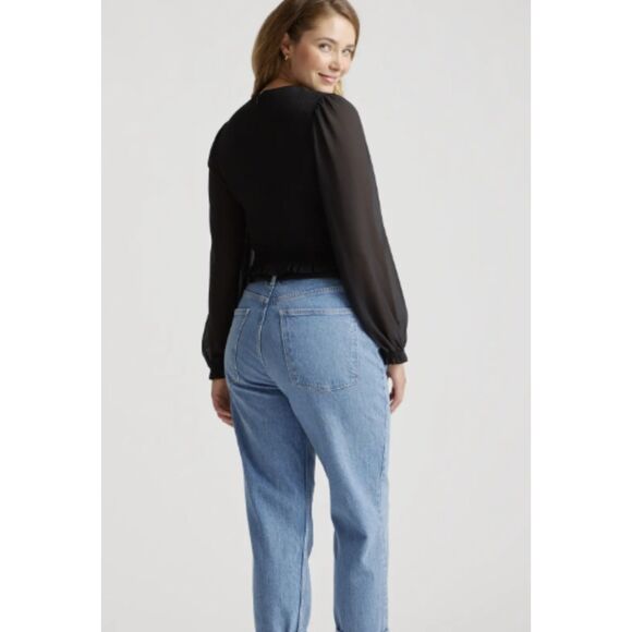 quince Chiffon Cropped Smocked Blouse xs - Picture 2 of 4